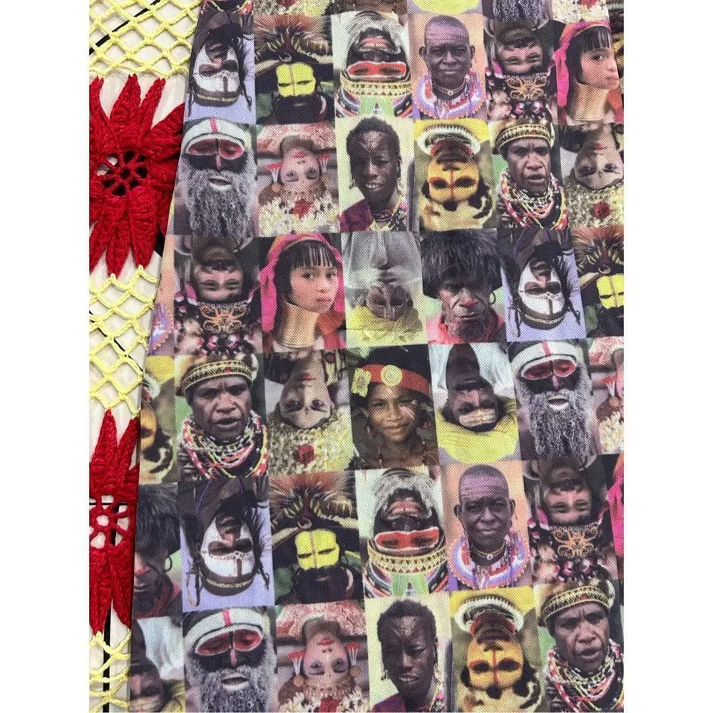 Vintage rare le chateau Y2k around the world faces maxi dress L - Picture 7 of 16